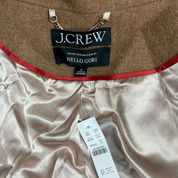 J Crew Coat 16 Brown Wool Blend Nello Gori Villa Italian Stadium‎ Cloth Camel - Picture 4 of 14